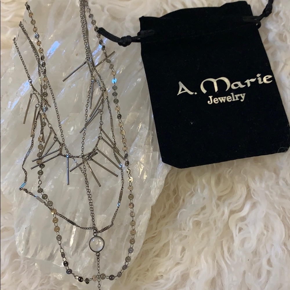 A.marie drop necklace with crystal detail!